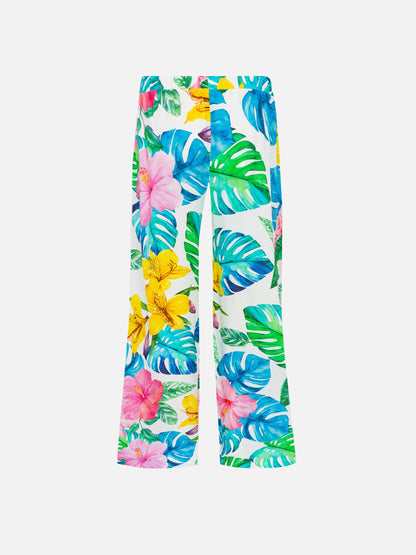 Palazzo pants Sasha with tropical print