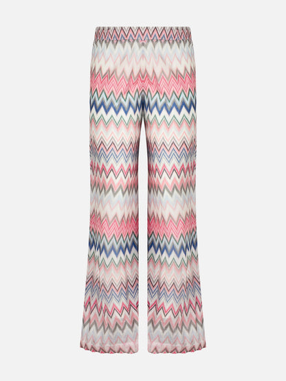 Multicolor pink knitted palazzo pants