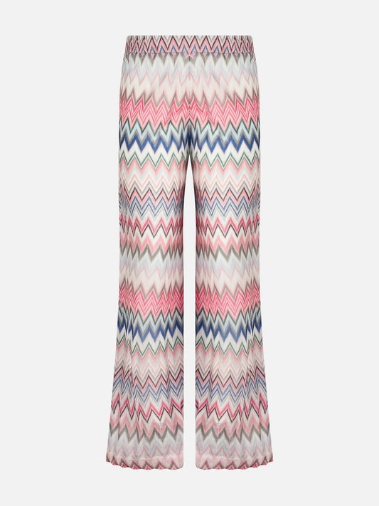 Multicolor pink knitted palazzo pants