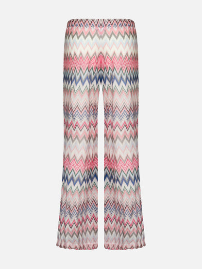 Multicolor pink knitted palazzo pants