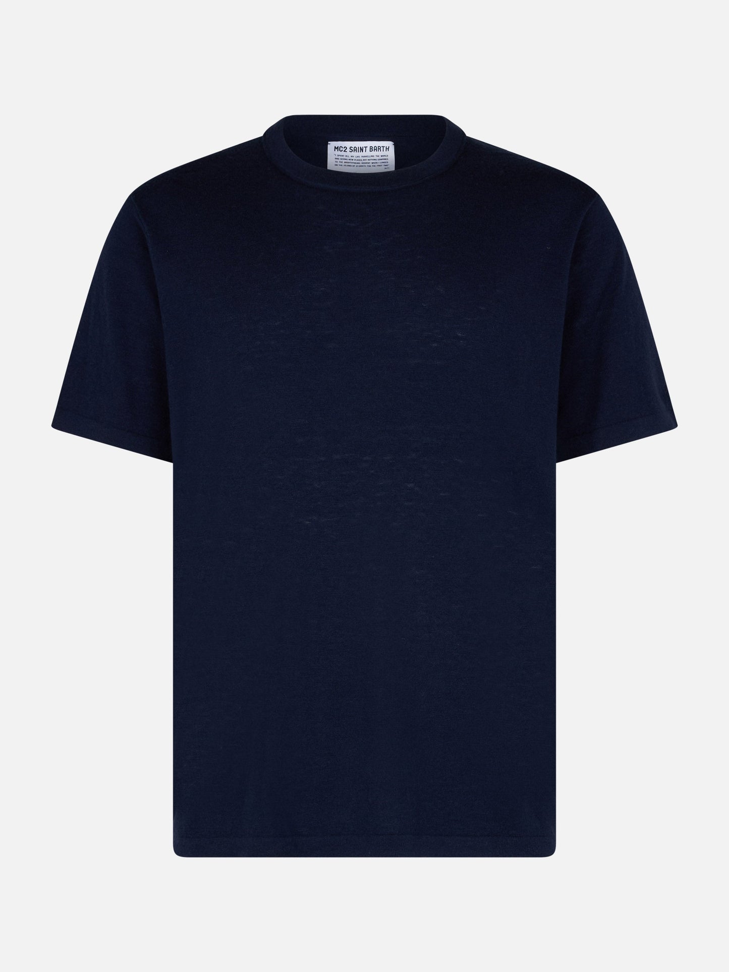 Man navy blue cashmere blend t-shirt Scott