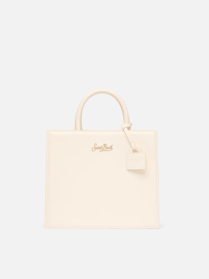 Shop Bag Midi in pelle bianco avorio