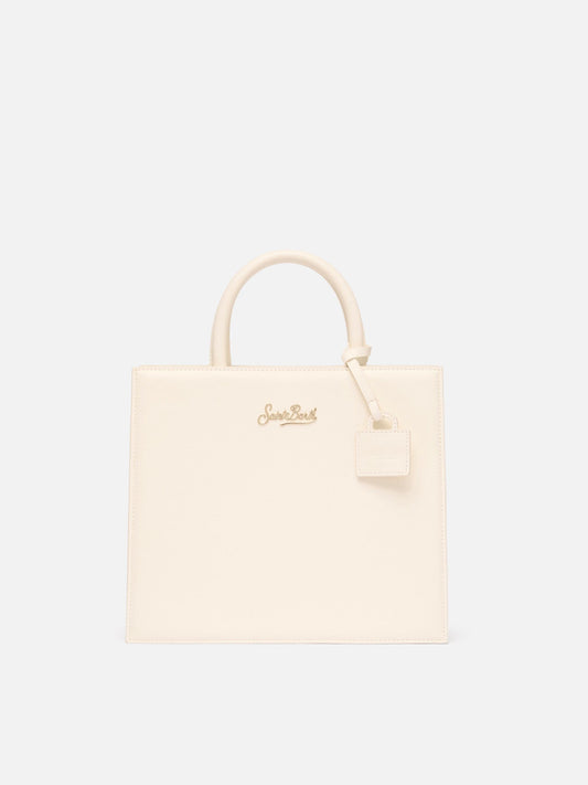 Shop Bag Midi in pelle bianco avorio