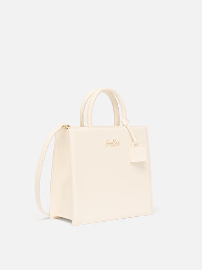 Shop Bag Midi in pelle bianco avorio