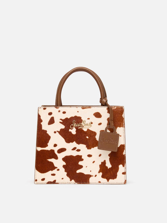 Shop Bag Midi in cavallino con stampa muccata
