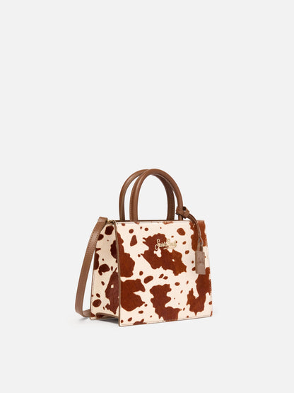Shop Bag Mini in cavallino con stampa muccata
