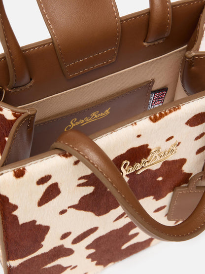 Shop Bag Midi in cavallino con stampa muccata