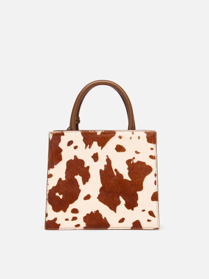 Shop Bag Midi in cavallino con stampa muccata
