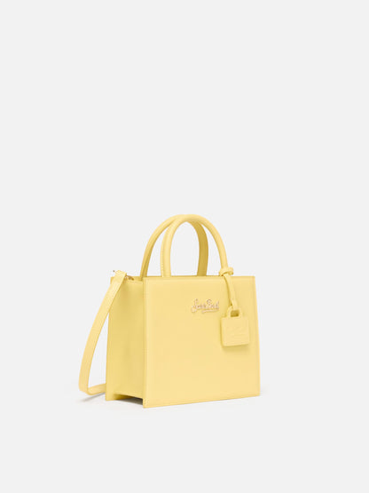 Shop Bag Mini in pelle giallo burro