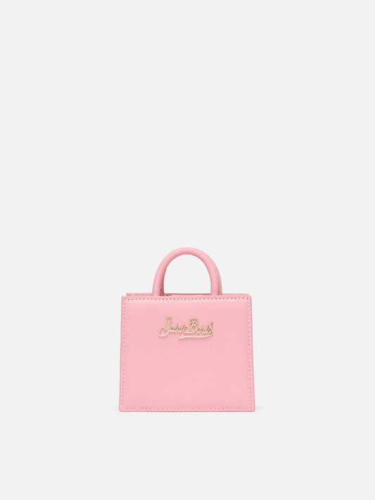 Shop Bag Micro in pelle rosa pastello