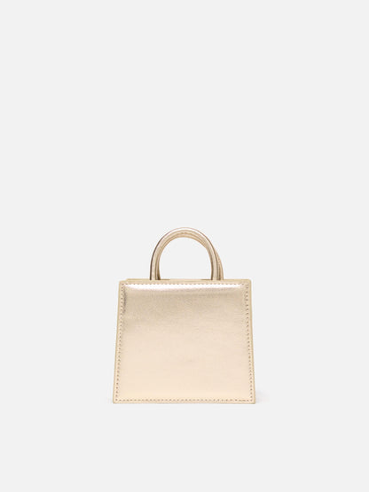 Shop Bag Micro in pelle laminata gold