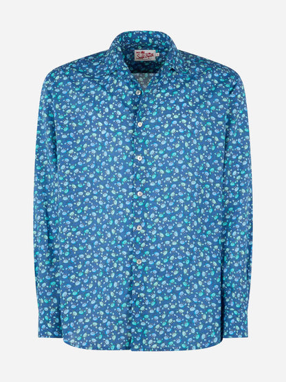 Man muslin cotton shirt Sikelia with crabs print