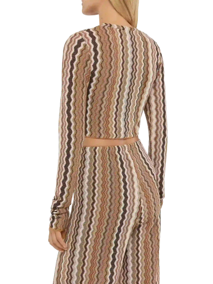 Siviglia raschel knit cropped t-shirt