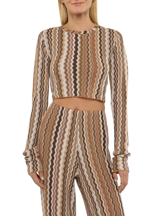 Siviglia raschel knit cropped t-shirt