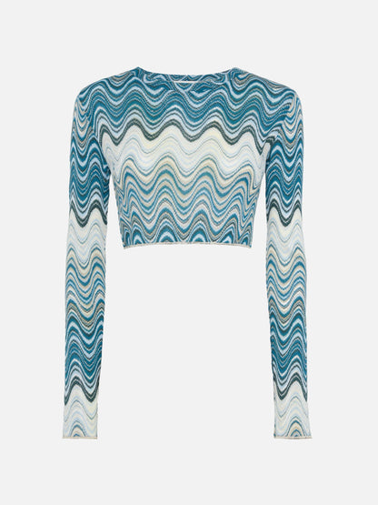 Siviglia raschel knit cropped t-shirt