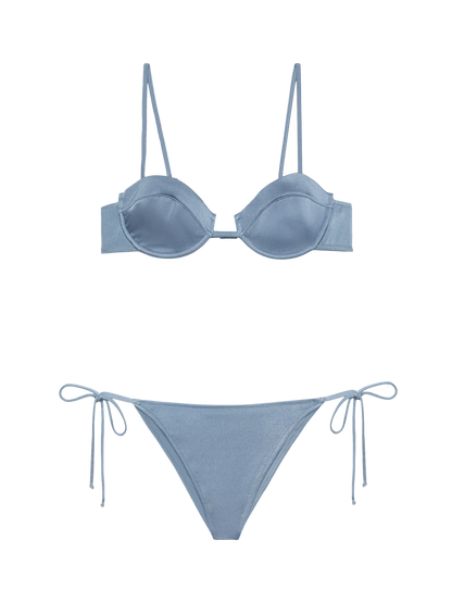 Marielle shimmeravio blue classic swim briefs - Salina avio blue underwired bralette