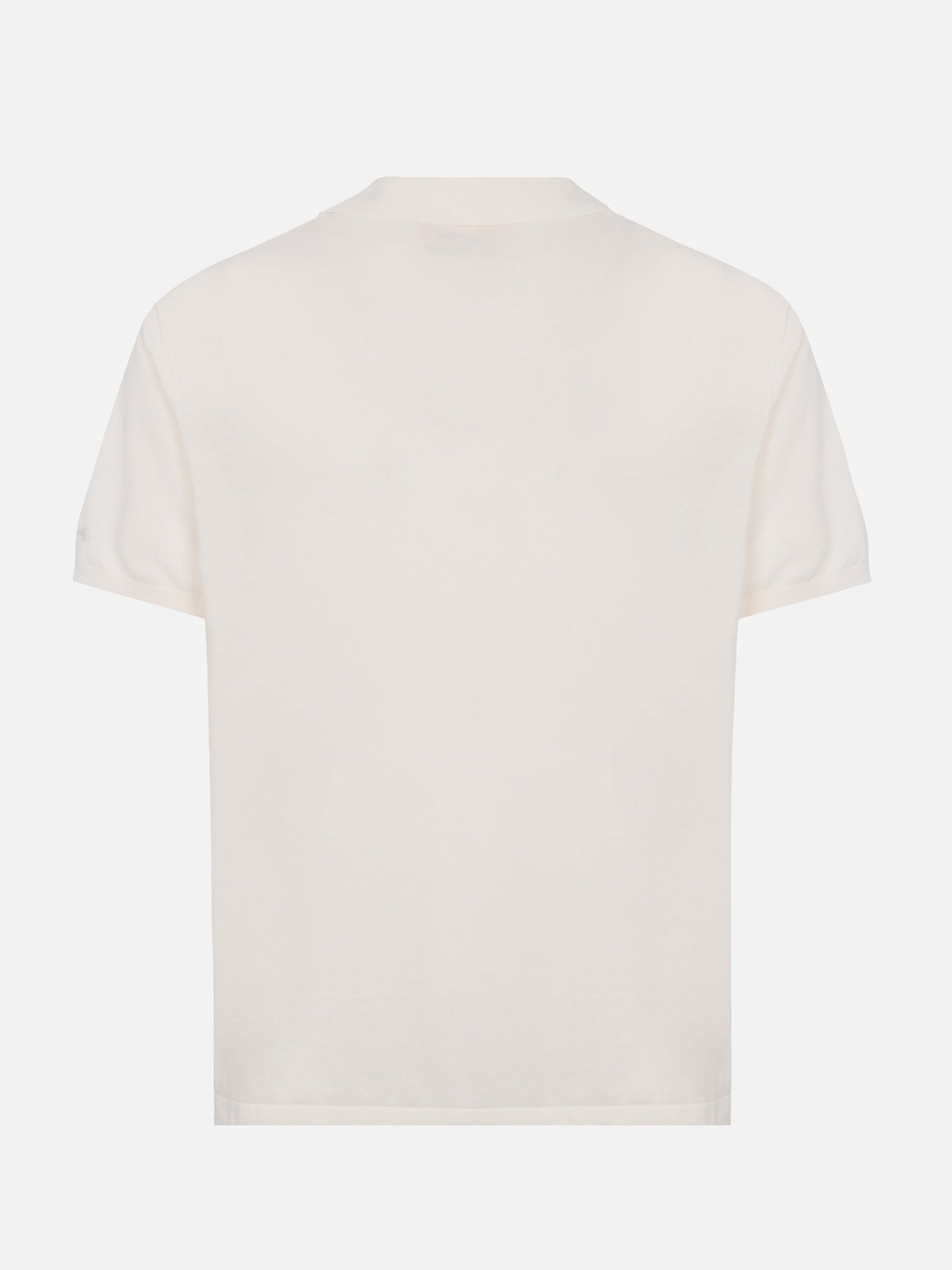 Sloan white buttonless knitted polo shirt