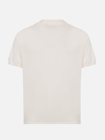 Sloan white buttonless knitted polo shirt