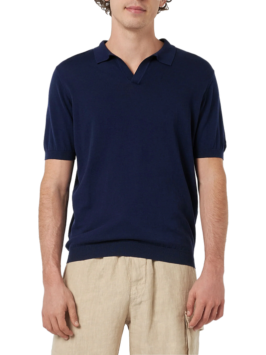 Navy blue buttonless knitted polo shirt Sloan
