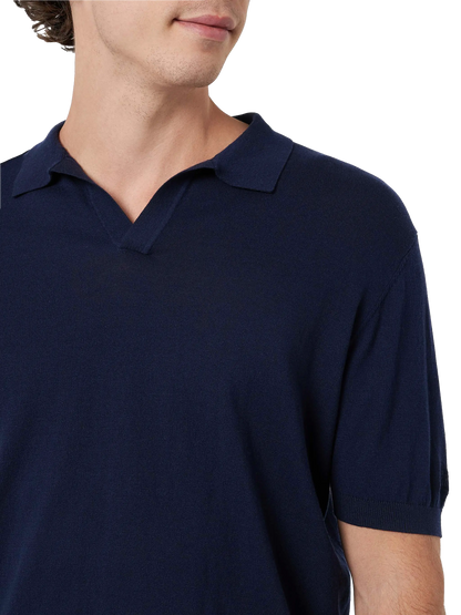 Navy blue buttonless knitted polo shirt Sloan