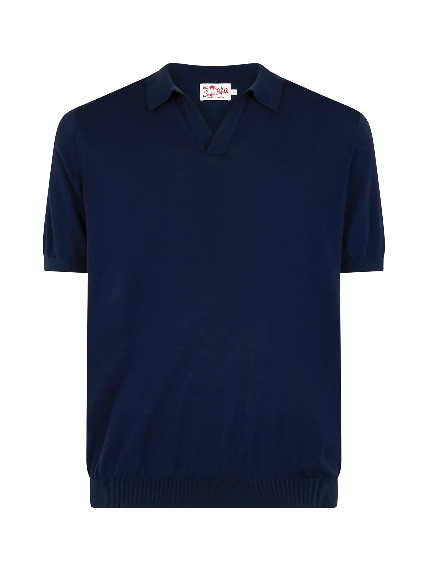 Navy blue buttonless knitted polo shirt Sloan