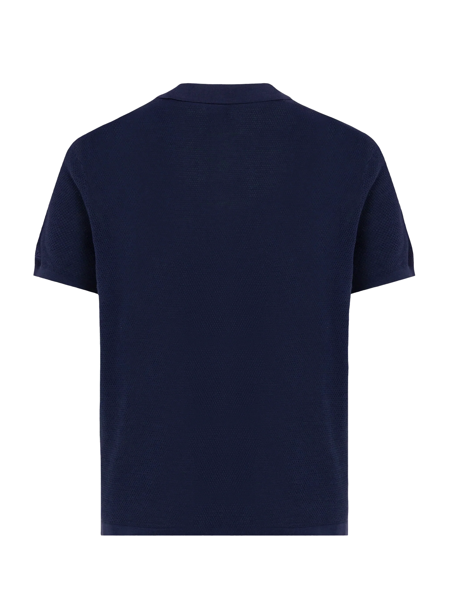Sloan navy blue mesh buttonless knitted polo shirt