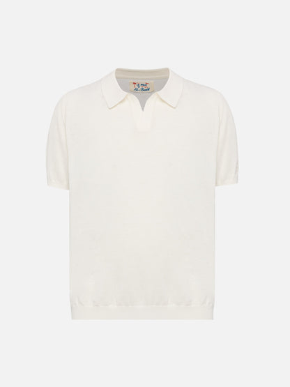 Sloan Jr white knitted polo shirt
