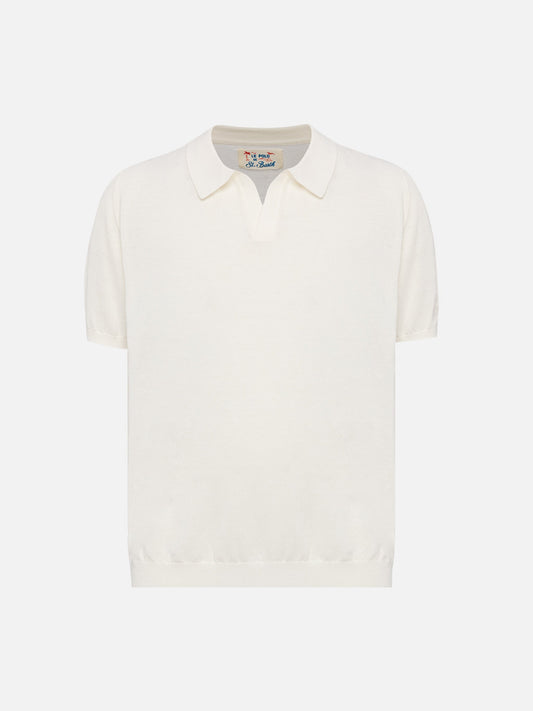Sloan Jr white knitted polo shirt