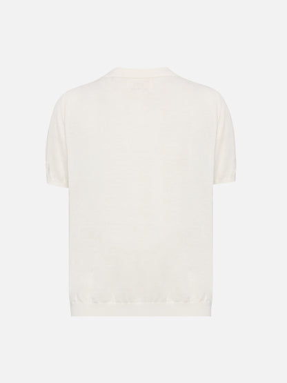 Sloan Jr white knitted polo shirt