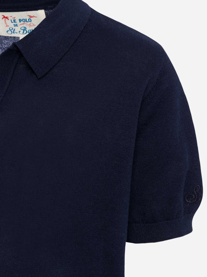 Sloan Jr white knitted polo shirt