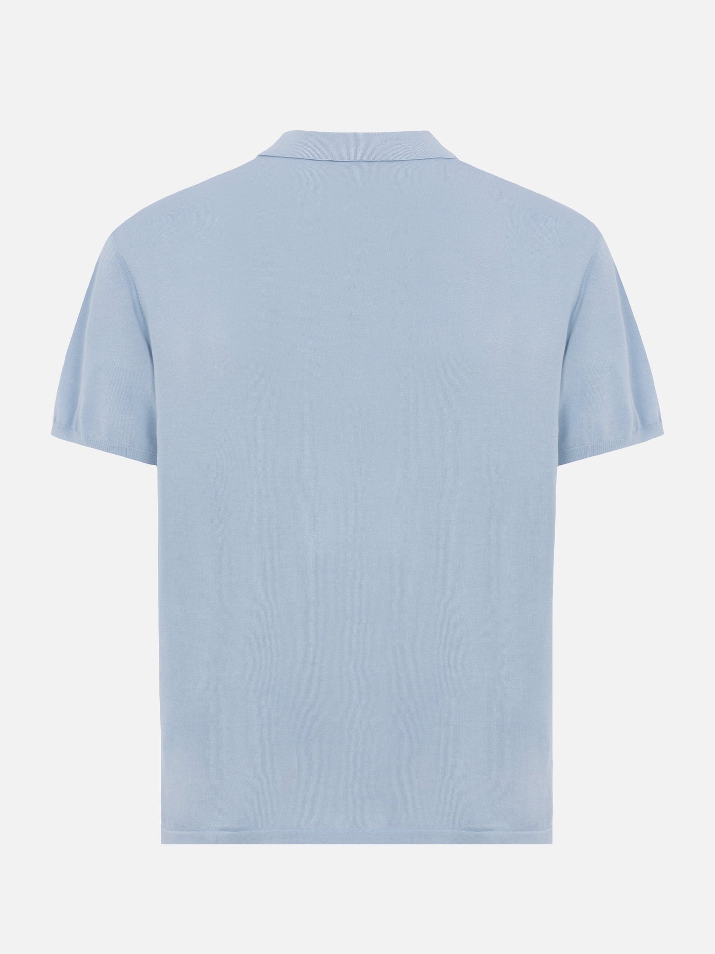 Sloan light blue silk cotton knitted polo shirt