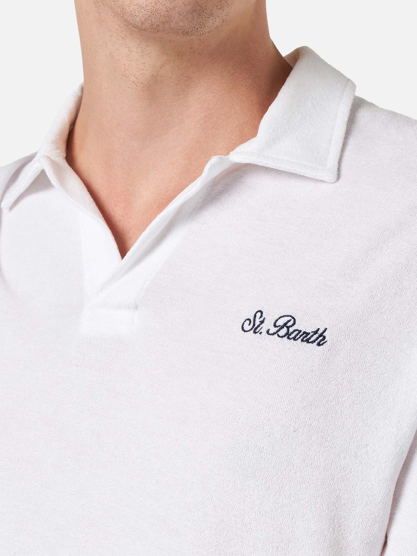 Man white terry polo shirt Jeremy