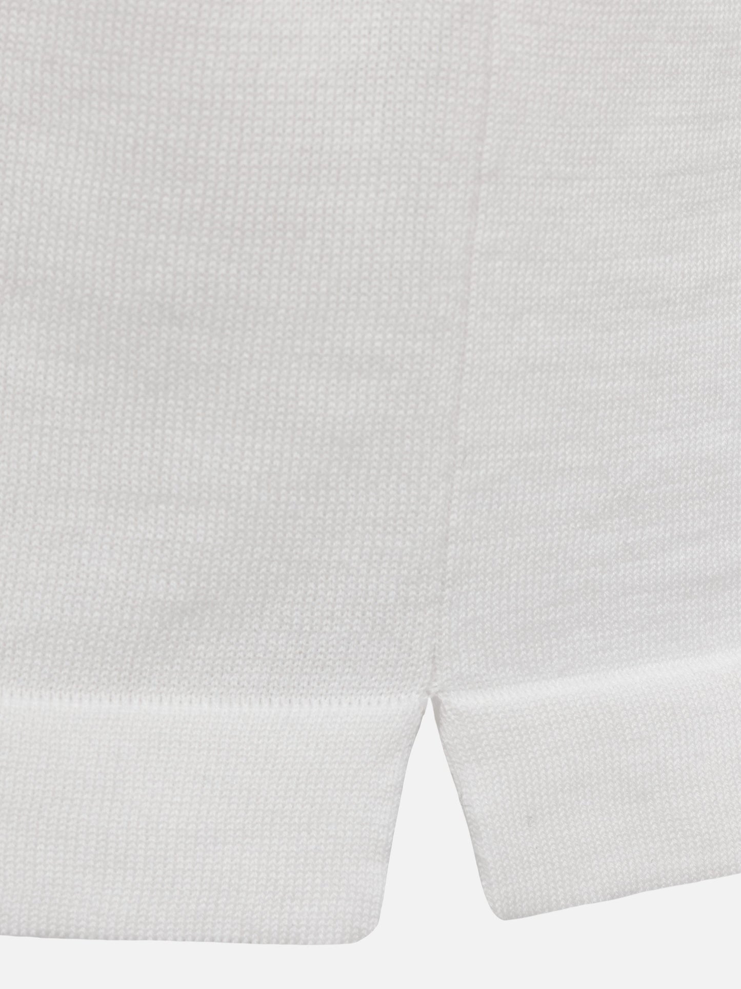 Sloan white silk cotton knitted polo shirt
