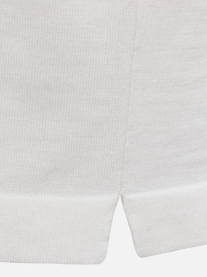 Sloan white silk cotton knitted polo shirt
