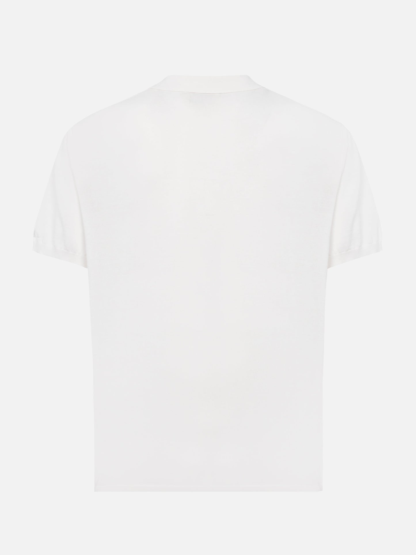 Sloan white silk cotton knitted polo shirt