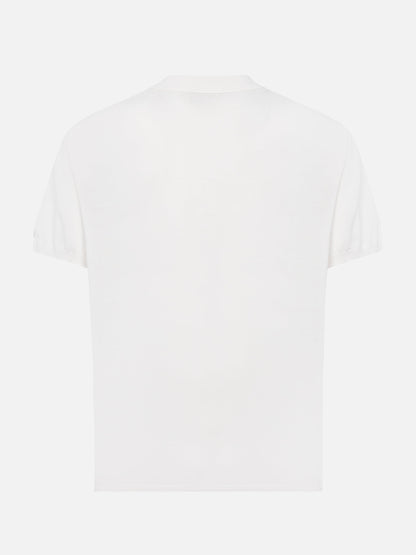 Sloan white silk cotton knitted polo shirt