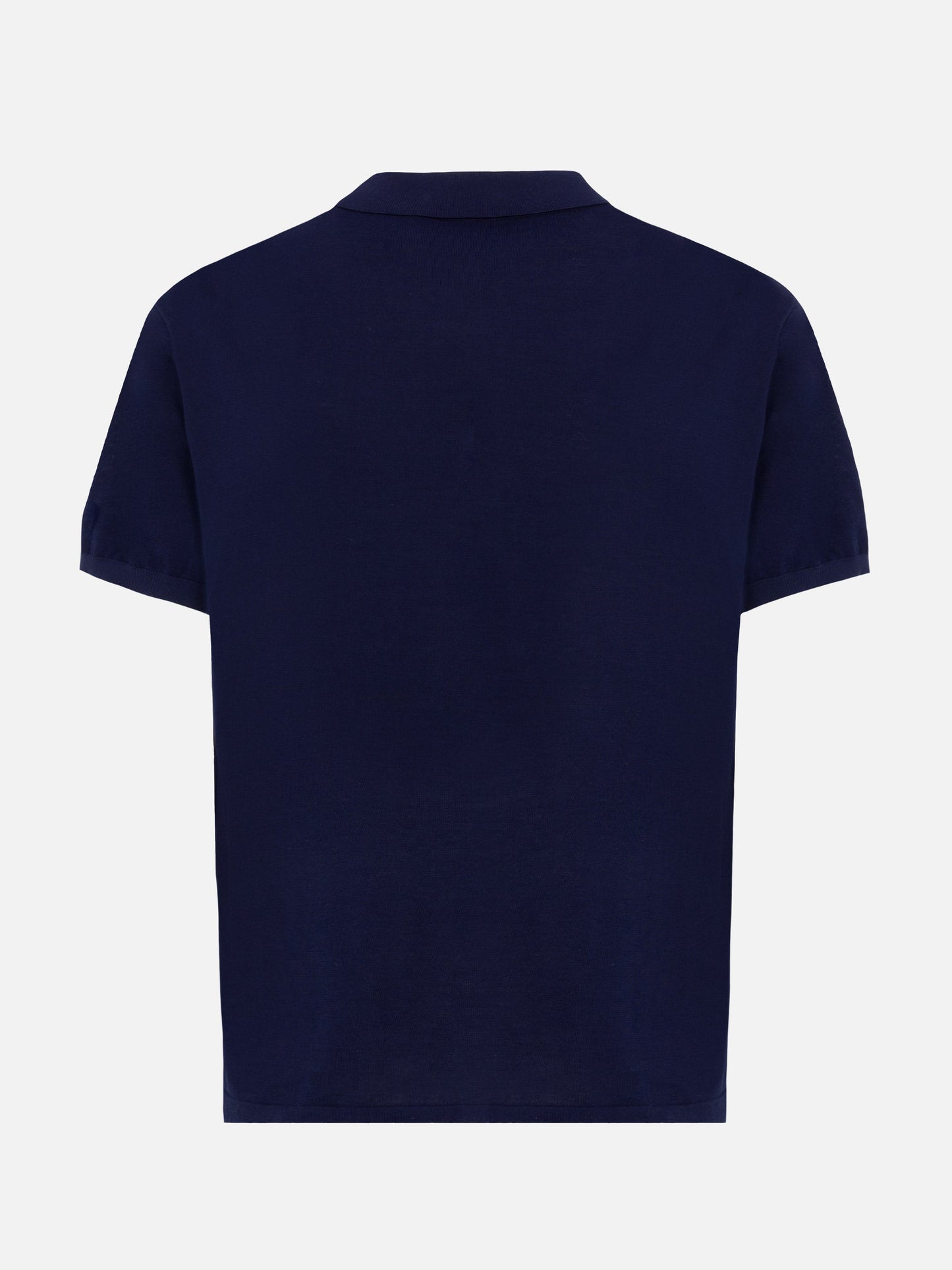 Sloan navy blue silk cotton knitted polo shirt