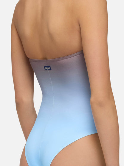 Soleil strapless one-piece swimsuit with gradient print