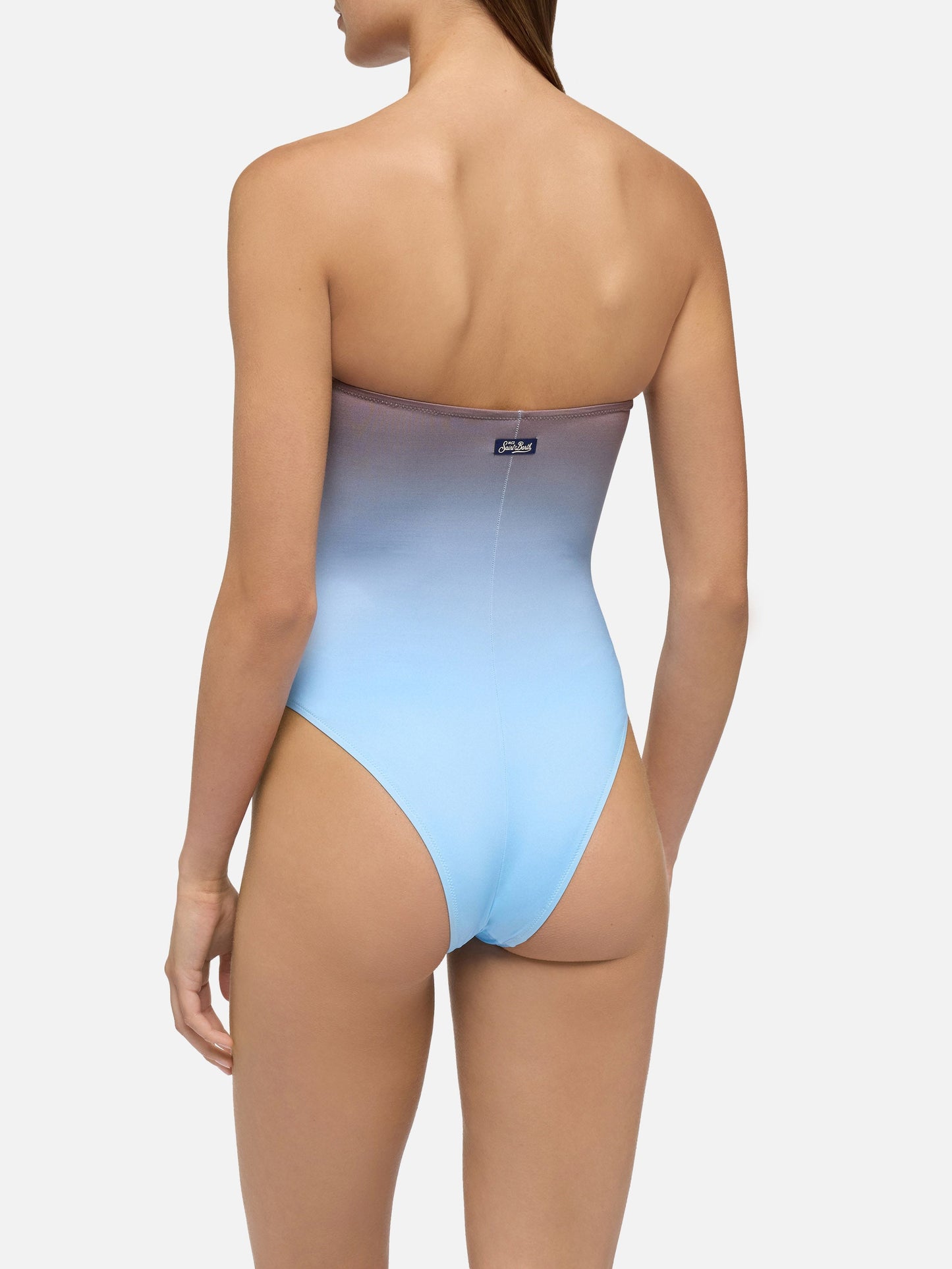 Soleil strapless one-piece swimsuit with gradient print