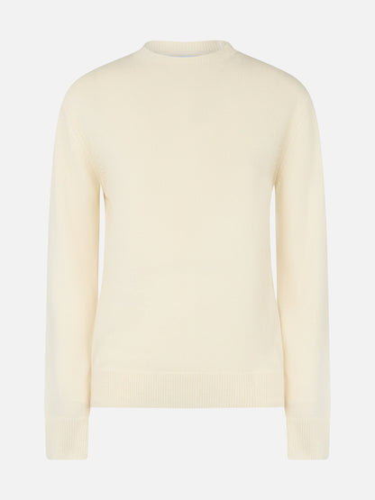 Woman white crewneck cashmere blend sweater Sorbonne