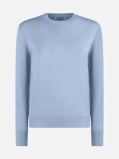 Woman light blue pure cashmere sweater Sorbonne