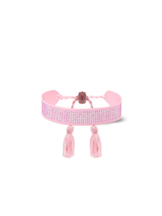 Pink rhinestones bracelet with St. Barth lettering