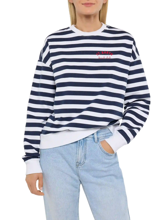 Stardust light cotton sweatshirt with St. Barth beach club embroidery