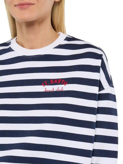 Stardust light cotton sweatshirt with St. Barth beach club embroidery