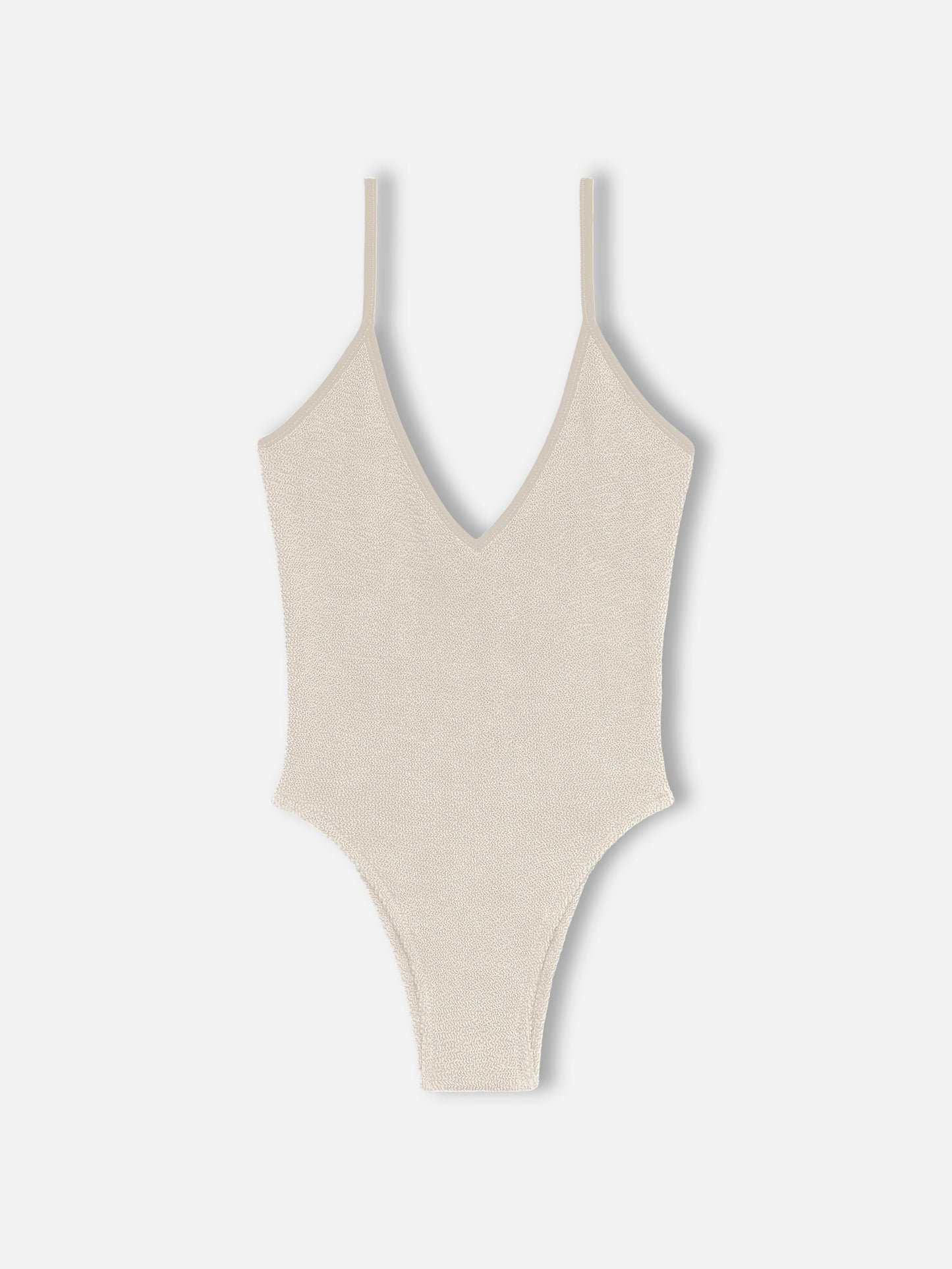 Woman beige crinkle one piece swimsuit Susanne