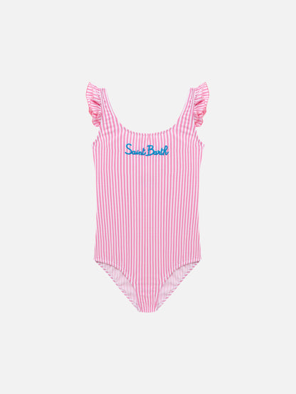Tilda one-piece seersucker swimsuit with ruffled straps