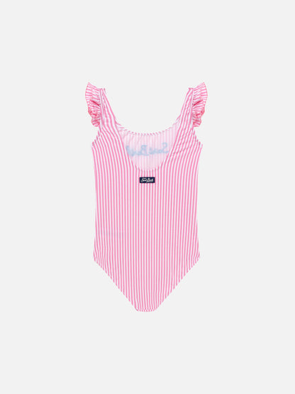 Tilda one-piece seersucker swimsuit with ruffled straps