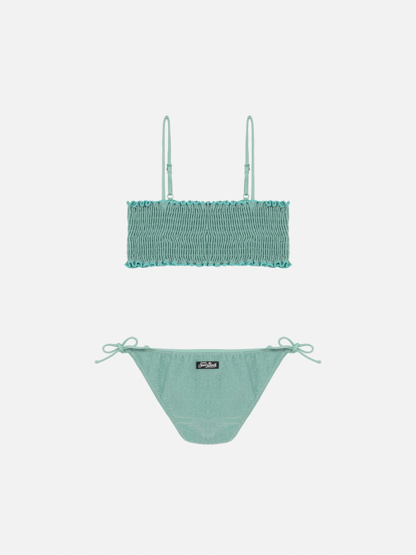 Tilly lurex bikini with smocked point embroidery