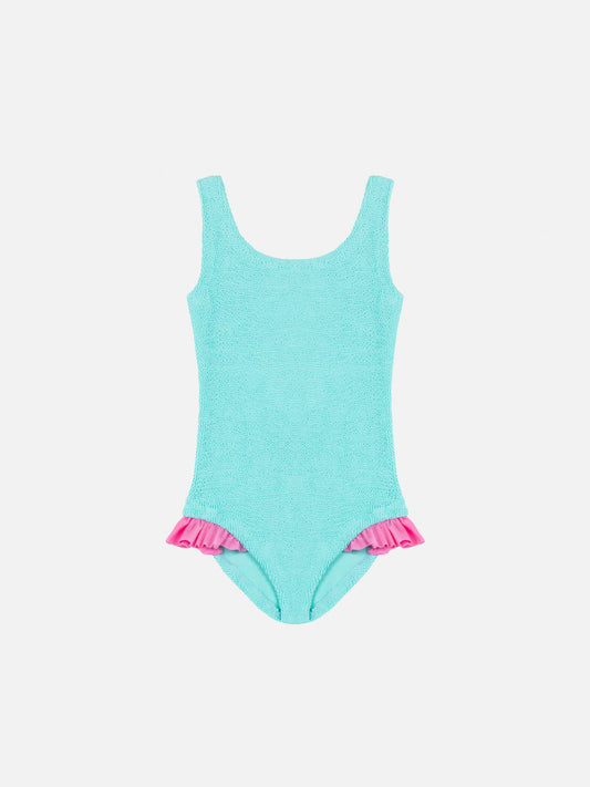Tiana water green crinckle one-piece swimsuit