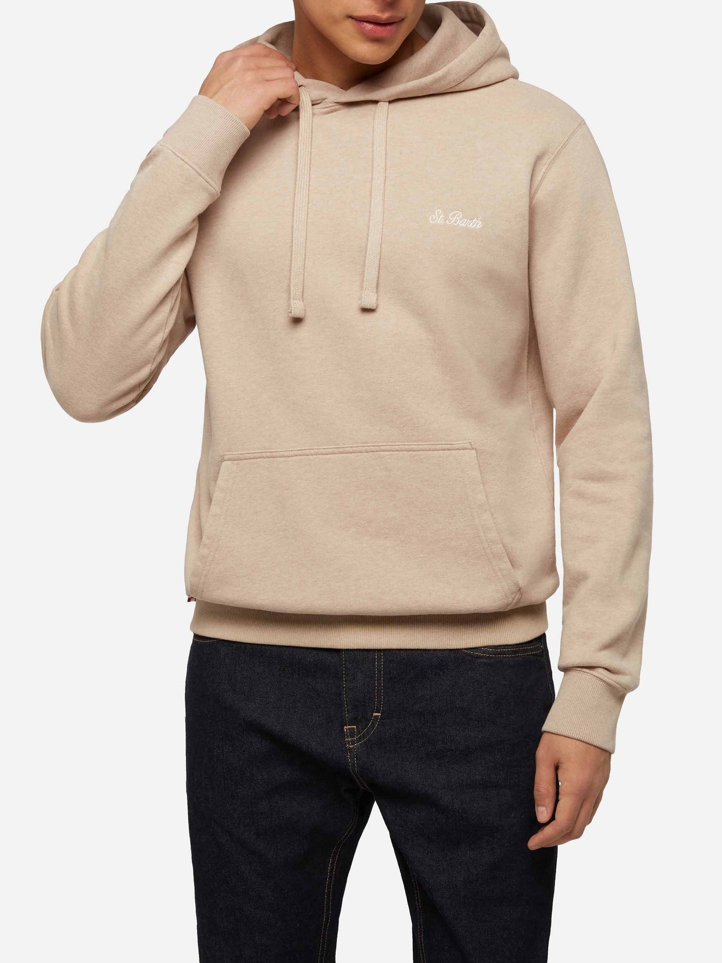 Mélange beige sweatshirt Tribeca with St. Barth embroidery